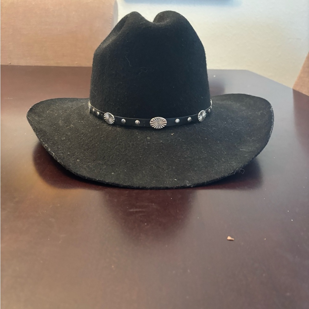 Black Wrangler Riata Hat Cowboy western Hat with Silver Accents
